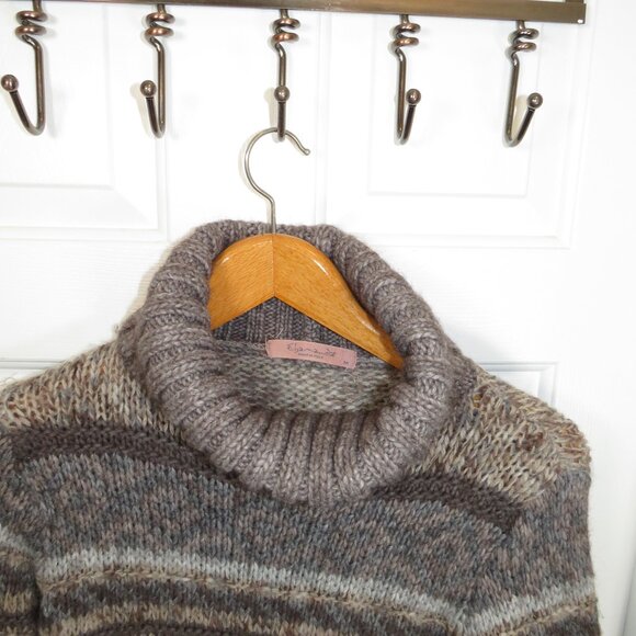 Elsamanda Anthropologie Sweater Knit Alpaca Wool Blend Turtleneck Medium Striped - Picture 5 of 7